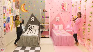 2 Sisters ❤️ BedRoom Makeover - On Her Choice[Pink \& Black] 👉(Most Beautiful) #Love #Fun