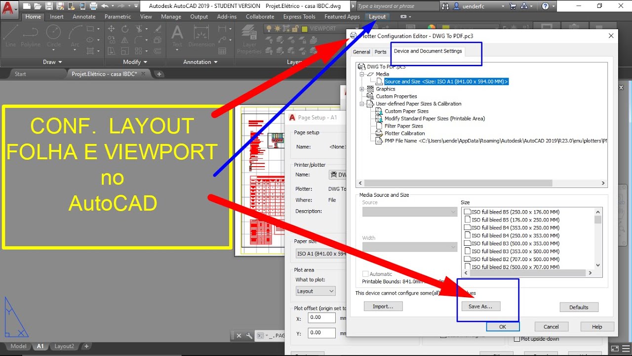 AutoCAD Configura o Do Layout De Impress o Criar Folha VIEWPORT E 