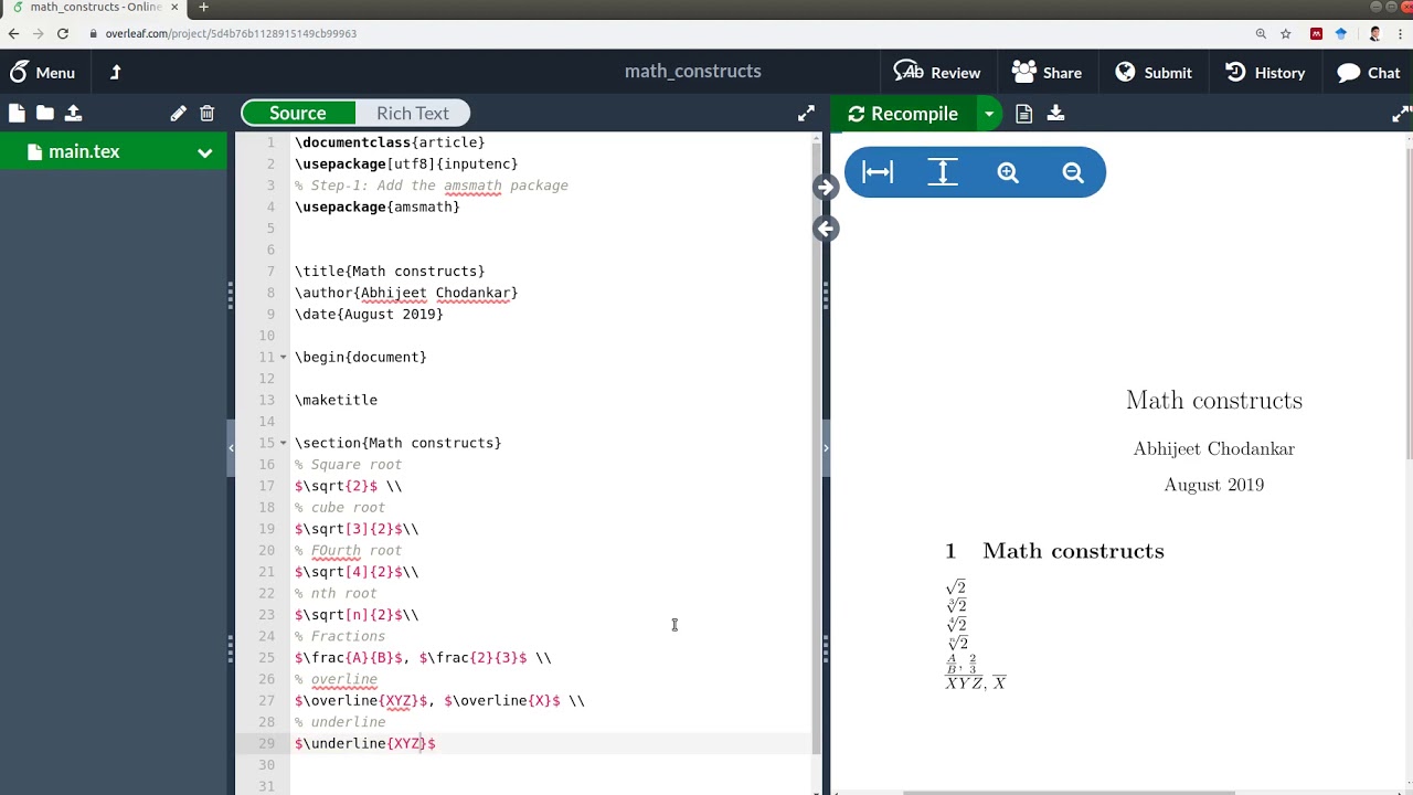 Introduction to LaTeX Tutorial: Math Constructs - YouTube
