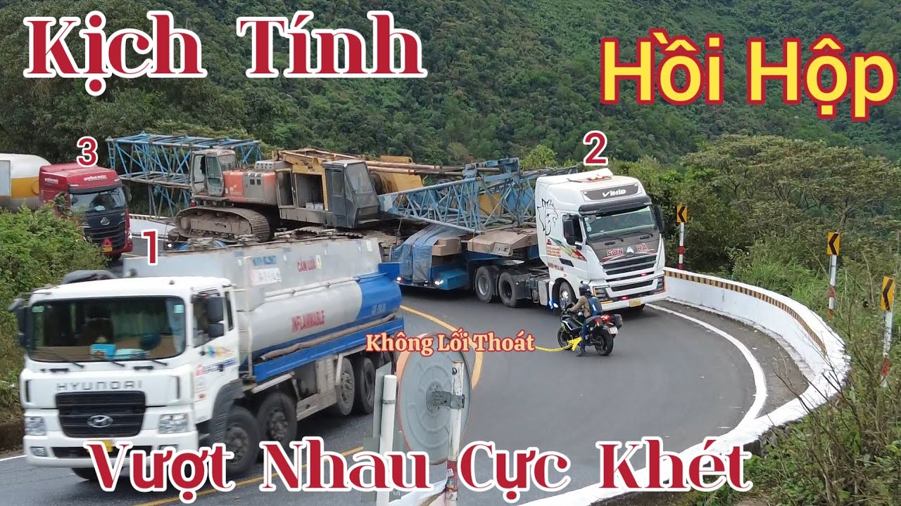 QUÁ HỒI HỘP | XE ĐẦU KÉO CƠ GIỚI MẤT ĐÀ VÀ PHA VƯỢT NHAU NGAY KHÚC CUA KHẮC NGHIỆT