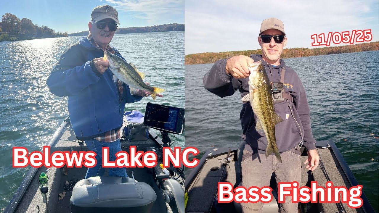 Bass Fishing for Spotted bass at Belews Lake NC 11/05/25