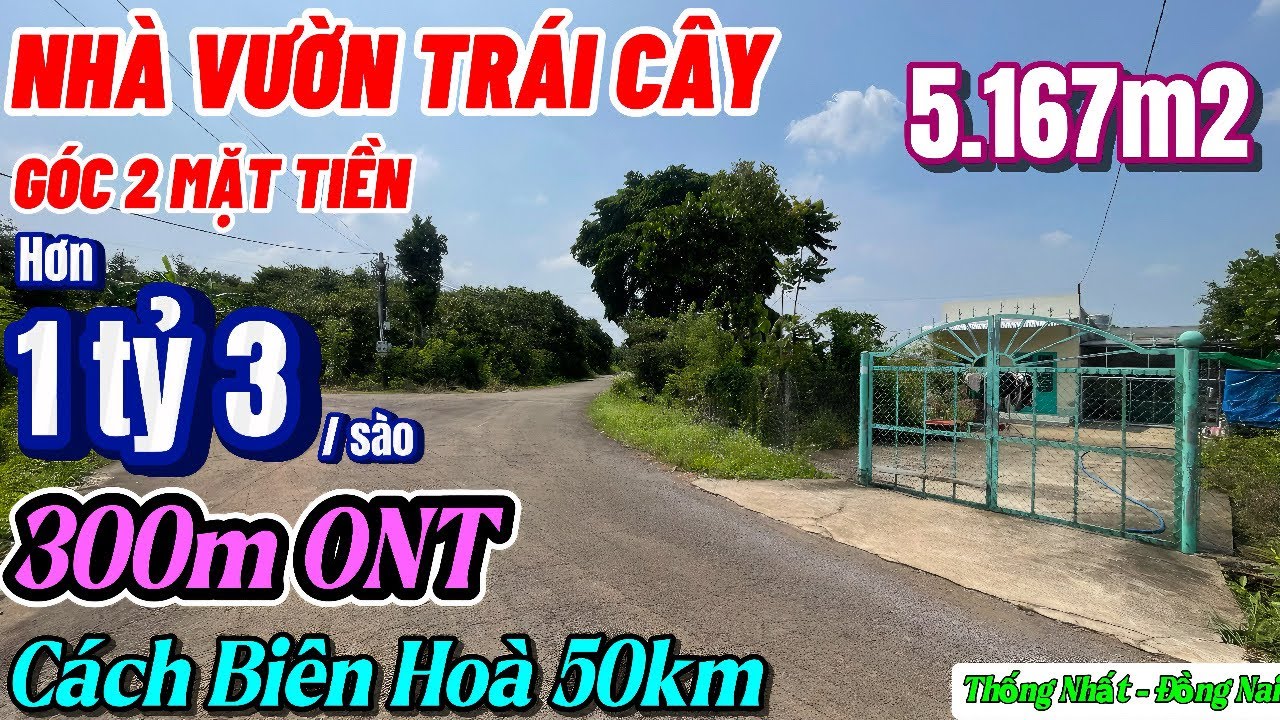 Nhà đất đồng nai,Hạ giá hơn 1tỷ Bán gấp nhà vườn trái cây đủ loại full hồng góc 2mặt tiền đường nhựa