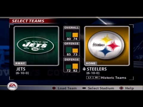 Madden NFL 2005 PS2 | 2004 AFC Divisional Playoff Rematch | Jets at Steelers