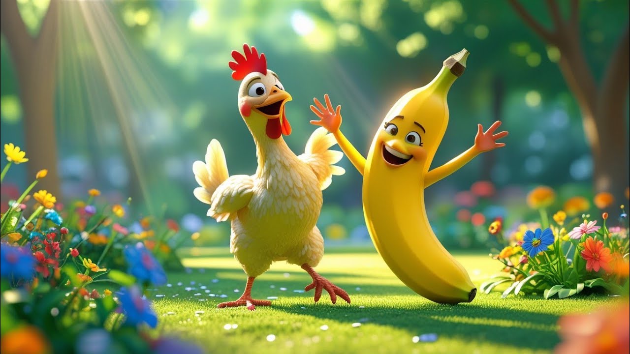 Chicken Banana Dance Song 😂🍗🍌 | Fun Kids Animation | Viral Cartoon Song