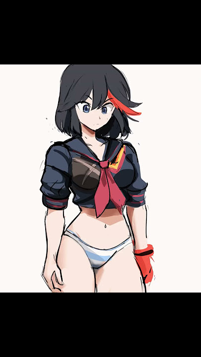 Ryuko taking off her top