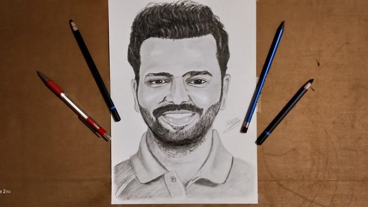 Rohit Sharma Pencil Sketch