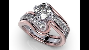 Bridal Set Ring With Matching Wedding Band CAD Design-PI0003-SBW 3D Print Model
