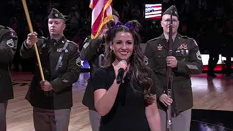 Heather Tanner singing the National Anthem at NBA ...