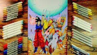 Drawing GOKU & WARGREYMON with EPIC Combo ATTACK | Commission 58 | 4K