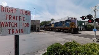 Six Locomotives On Csx Mixed Freight - 360 Video