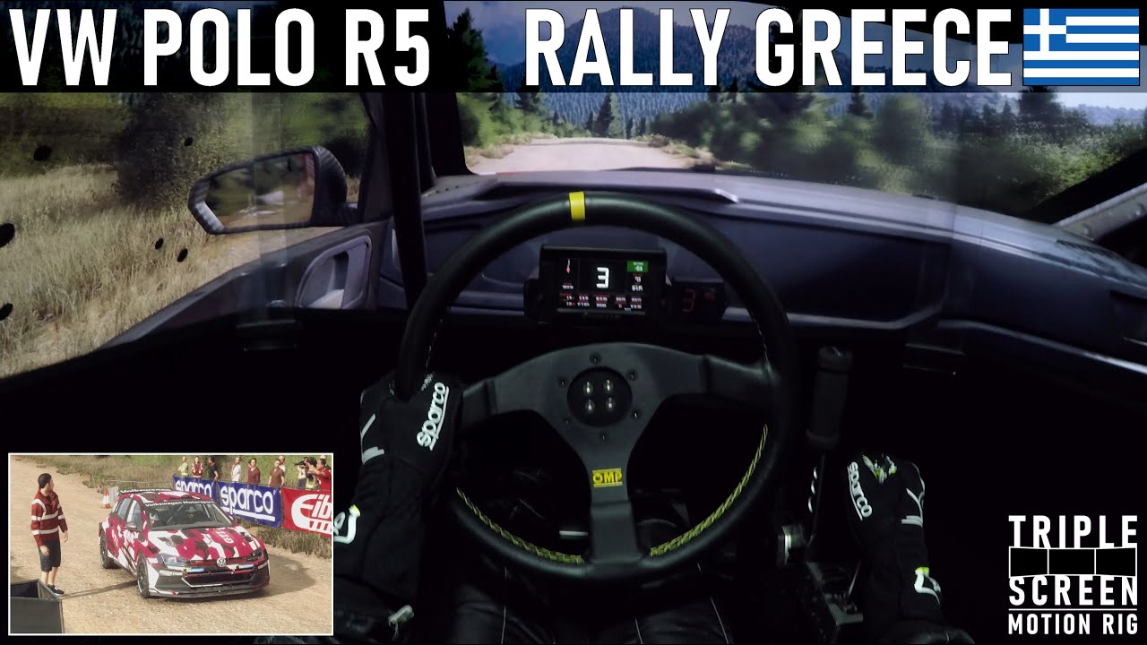 Rally Greece VW Polo GTI R5 [Motion Simulator & Triple Screen Setup