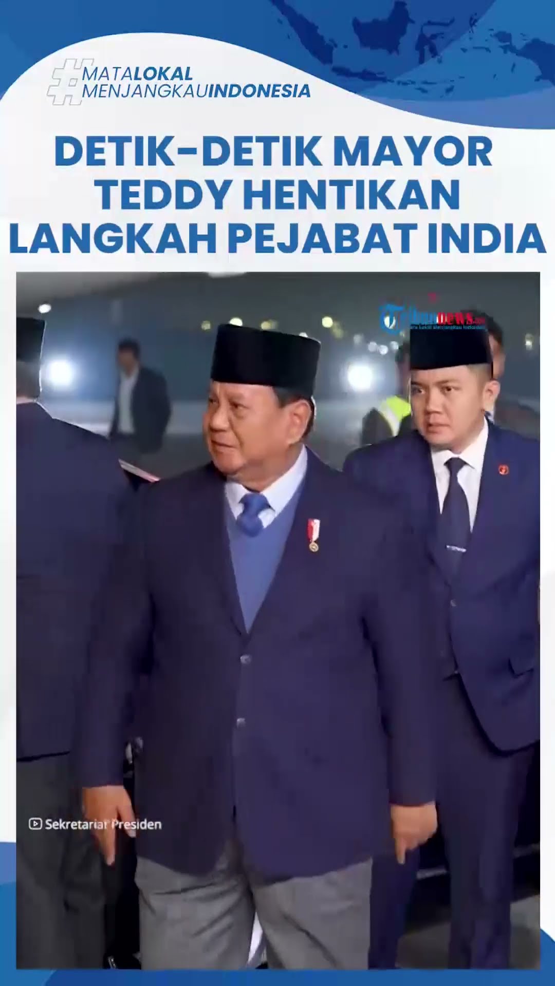 Momen Mayor Teddy Berani Hentikan Langkah Pejabat India agar Prabowo Diberi Jalan Hendak Masuk Mobil