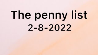 The penny list 1-8-2022