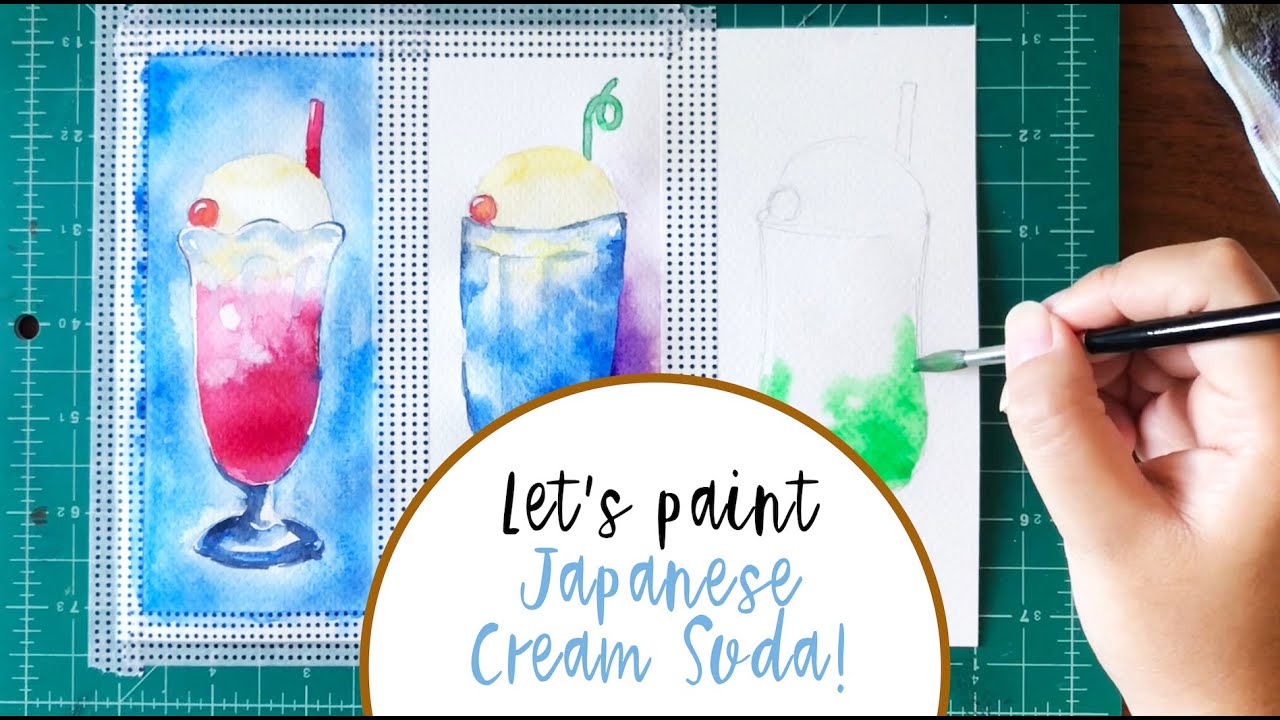 Japanese Cream Soda Watercolor Painting Tutorial