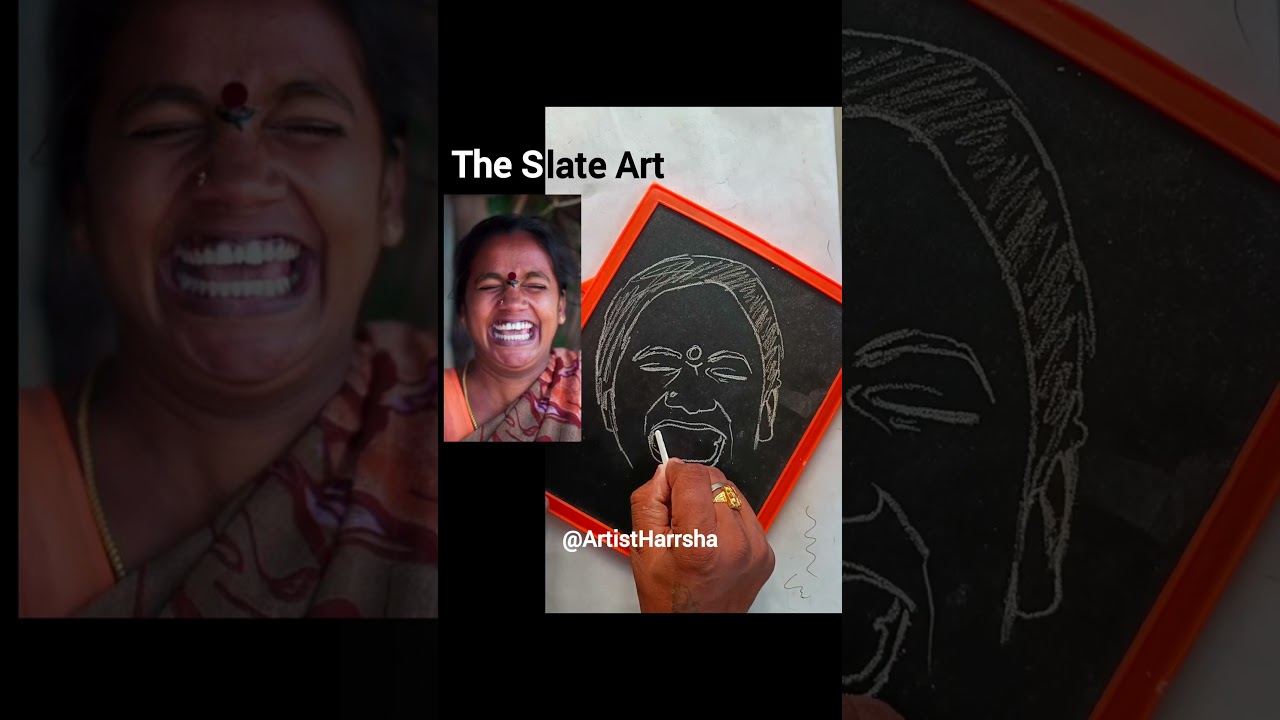 Women Smiling Face Drawing  | The Slate and The Art | The Simple Line Work | Harrsha Artist