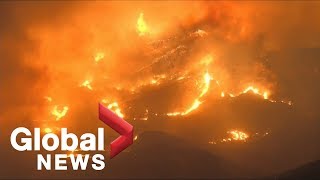 Aerial video captured a new wildfire, named the maria fire, near santa
paula, california late thursday and early friday after it broke out in
evening. ev...