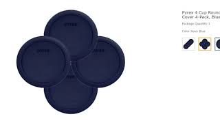 Pyrex 4 Cup Round Plastic Cover 4-Pack, Blue
