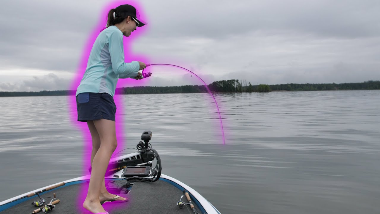 GIANT BASS Eats CRAPPIE on Wife's Tiny Fishing Rod! 