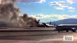 Caught On Cam: British Airways plane catches fire at Las Vegas airport