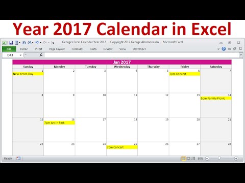 metriek tyfoon Atlas Year 2017 Calendar in Excel | Full Year 2017 Calendar | 2017 Monthly  Calendars | Holidays | Birthday - YouTube