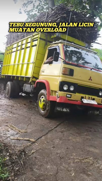 Truk Umplung Tua Dipaksa Kerja Berat Jalan Licin & Muatan Overload
