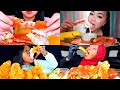 Asmr best king crab seafood boil with cheese alfredo sauce eating sound  mukbang compilation