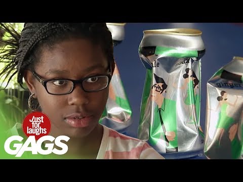 Girl Uses Powers to Crush Cans Prank