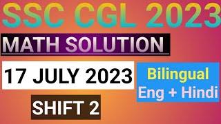 SSC CGL 2023 Tier 1 Math Solution | 17 July 2023 (2nd Shift) | CGL Tier 1| UNSTOPPABLE MATH