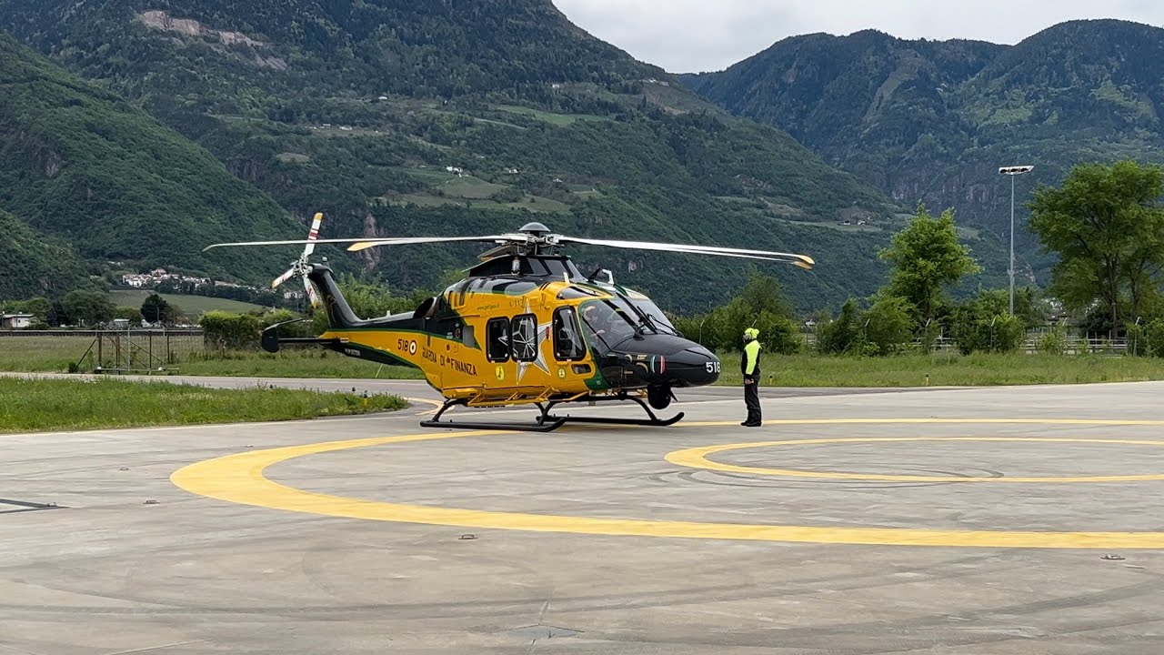 Agusta AW169 VOLPE518 della Guardia di Finanza decolla dalla base operativa di Bolzano - LIPB