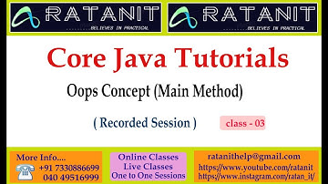 Core java Tutorials || Oops concepts || Main Method || by Mr.Ratan || class-03