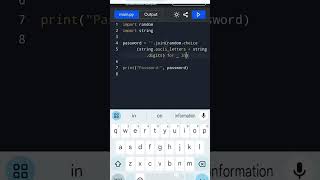 Generate a Random Password in Python in 10 Seconds! 🔑 #shorts #PasswordGener #QuickCode #CodeIn10Sec