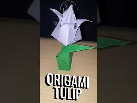 Origami Tulip🌷. Which is so easy to make and so beautiful!😜💜#origami#diy #trend #papercraf#trending