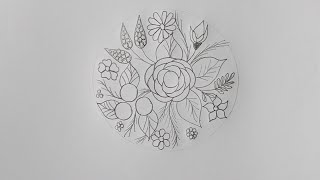 Flowers Drawing, Floral  All over Design Easy Drawing by Hand-72,Pencil Drawing All over Design