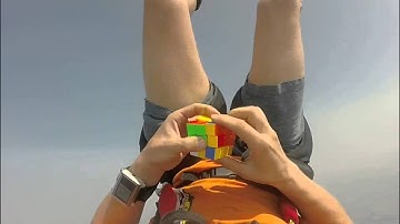Rubix cube solved in free fall!!