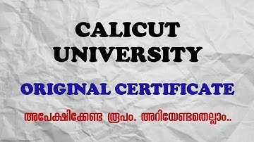 Calicut University Orginal Certificate Application Method