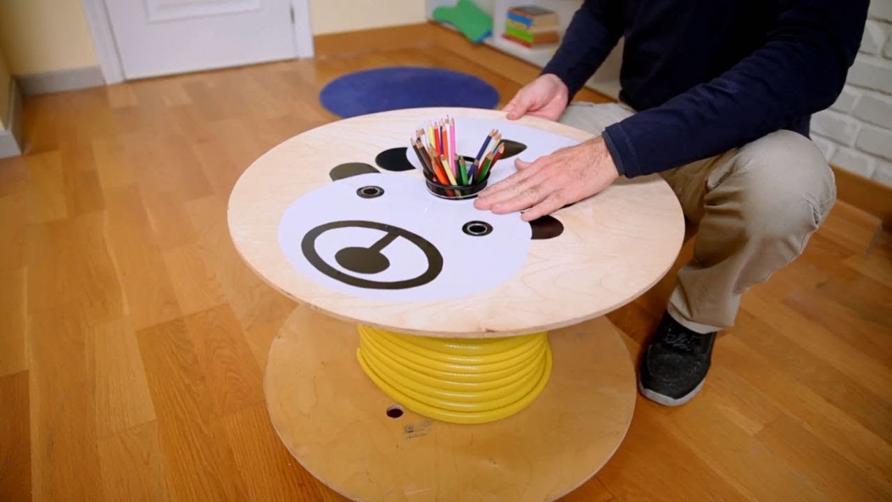 teléfono postre comida Cómo hacer una mesa infantil con una bobina de madera - Bricomanía - YouTube
