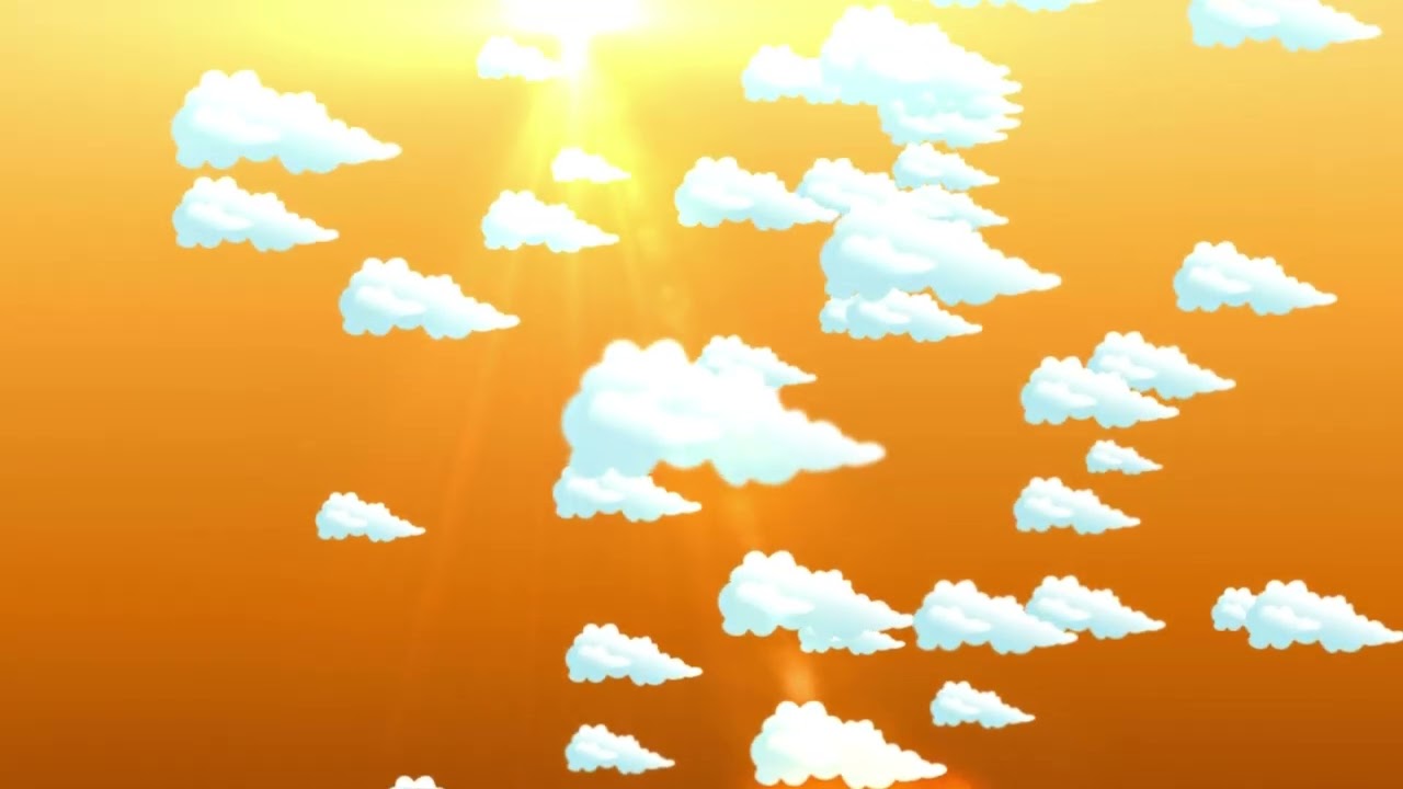 Cartoon Sunset Bliss: 4K Animated Clouds & Golden Sky Screensaver