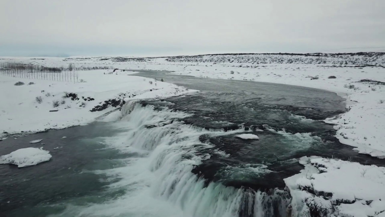 Iceland by drone Gullfoss & Faxi, Waterfalls.