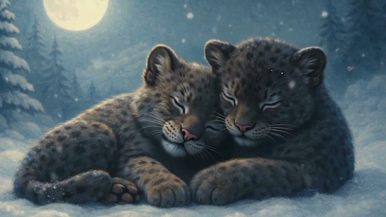 INSTRUMENTAL WINTER LULLABY LOFI | Baby Black Panther Cubs ❄️🐾 | Deep Sleep & Nighttime Calm
