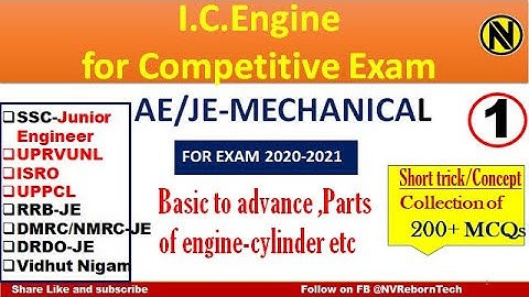 IC Engine for competitive Exam part-1| Basic to Advance| main parts of Engine