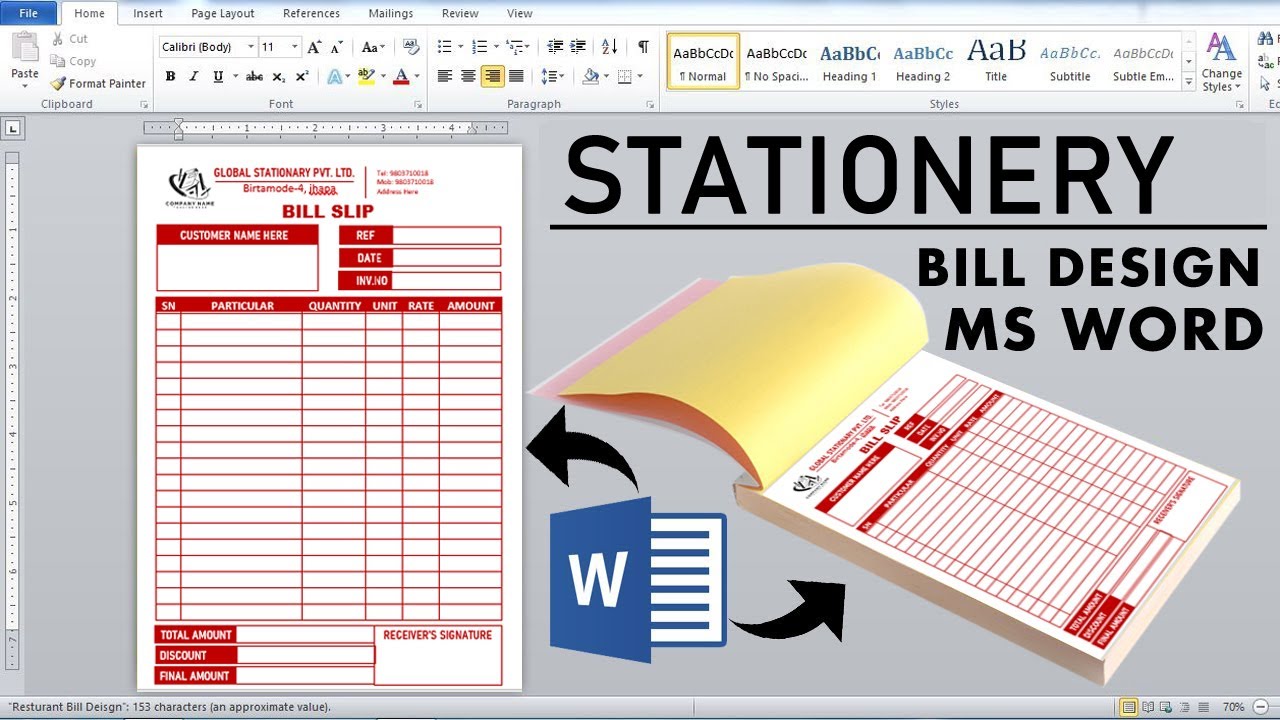 bill book in ms word