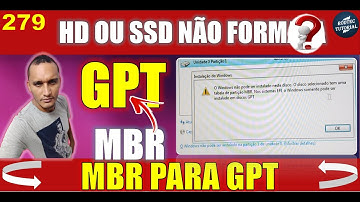 279 | HD OU SSD NÃO FORMATA, COMO CONVERTER MBR PARA GPT E INSTALAR O WINDOWS