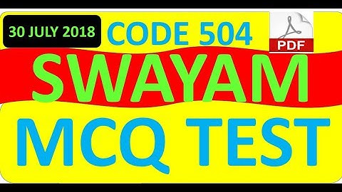 CODE 504  SWAYAM  MCQ TEST