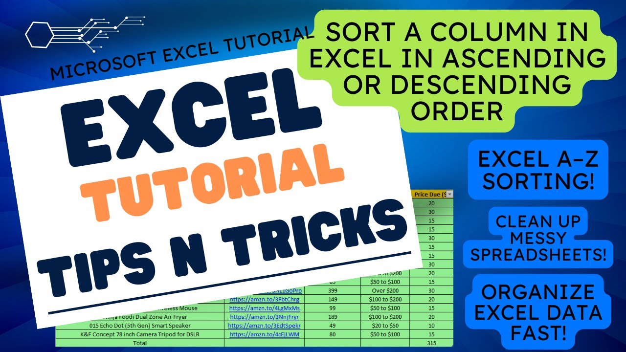 Basic Excel Tutorial - Sort a Column in Excel in Ascending or Descending Order