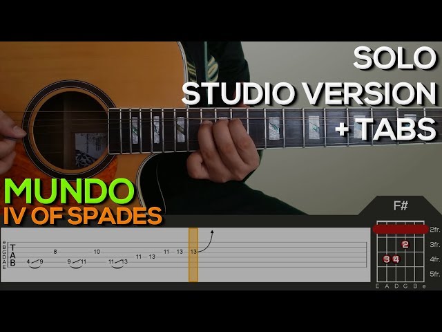 IV of Spades - Mundo SOLO [Studio Version] Guitar Tutorial with (TABS on SCREEN) class=