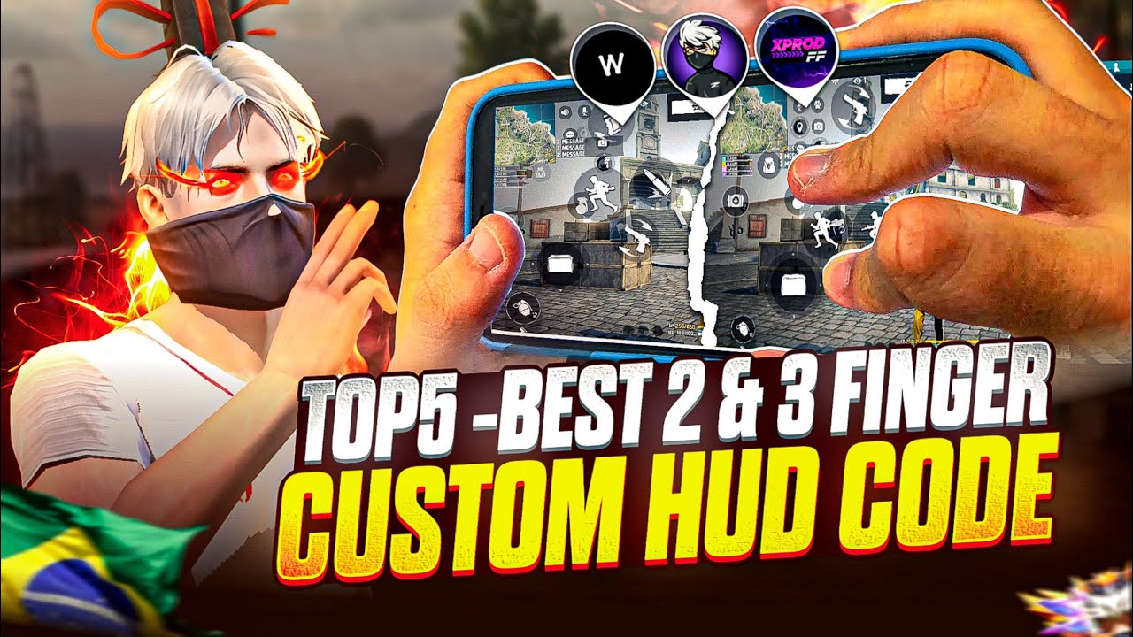 Top 5 - Best 2 & 3 Finger Fastest Brazilian 🇧🇷 Custom Hud Code 💀 | Best 3 Finger Freestyle 🤯 Hud !!
