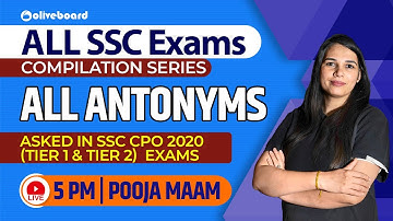 All Antonyms Asked SSC CPO 2020 Tier 1 & Tier 2 Exams | By Pooja Ma