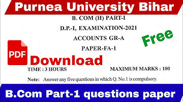 Purnea University BCOM Accounts Questions paper 2021 previous exam paper