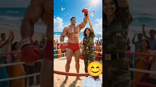Indian army lady soldier trained her brother to become a boxer 😊 #ai #viralvideos #army #fight