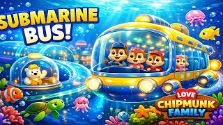 La familia de ardillas Love Chipmunk construye un autobús submarino 🌊✨ | Dibujos animados para ni... screenshot 4